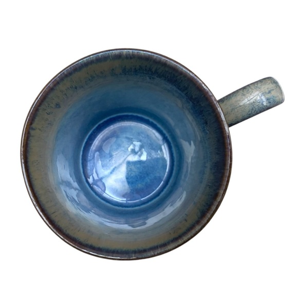 La Rochelle Iridescent Sky Blue Fire Glazed Stoneware Large Coffee Cup Tea Mug - Picture 9 of 12